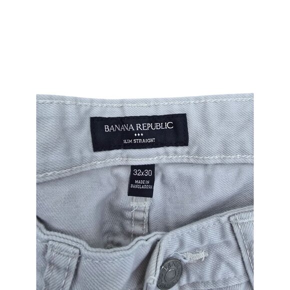 Banana Republic Slim Straight Mens Jeans 32x30  Off White Cotton Blend - Picture 3 of 6